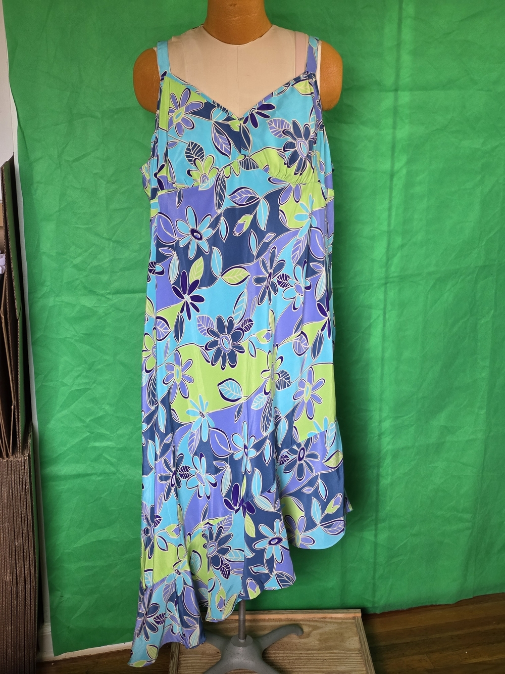 Millie Gabrielle Boho Floral A‑Line Dress Rayon Sleeveless 22W Vacation